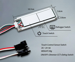 Double Button Touch Sensor Switch for LED Mirror (Light + Defogger Control, DC 12V–24V) - Image 2